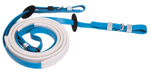 RIENDAS BUCKLE END CON GOMA BLANCA.